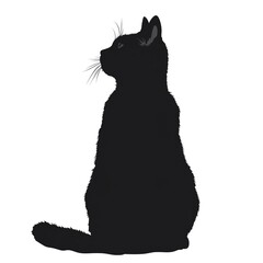 Sticker - cat vector, black color silhouette on white background 