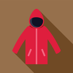 Wall Mural - Red winter jacket with hood, perfect for cold weather, providing warmth and protection from the elements