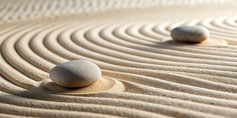 Abstract background of stones in sand dunes zen garden with tilted angle