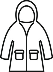 Poster - Simple line icon of a waterproof jacket featuring a hood, perfect for depicting protection from rain and bad weather