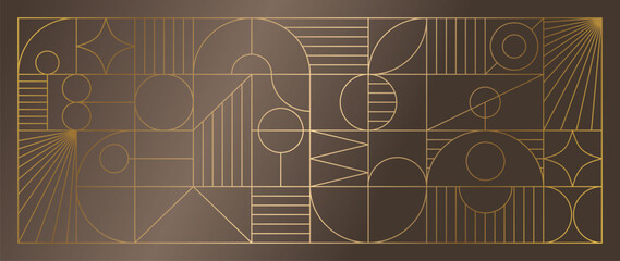 Wall Mural - Luxury geometric gold line art  background vector. 