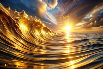 Wall Mural - Abstract background with golden waves resembling a worm's eye view