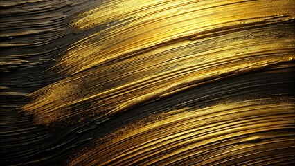 Wall Mural - Abstract black and gold background with oil paint texture and golden brush strokes