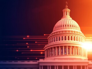 united states capitol building with data and financial chart overlay - symbol of democracy, economics, and technology