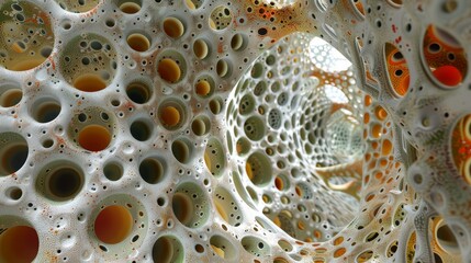 Wall Mural - Abstract 3D Rendered Structure with Circular Openings