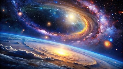 Wall Mural - abstract cosmic landscape with stars and galaxies