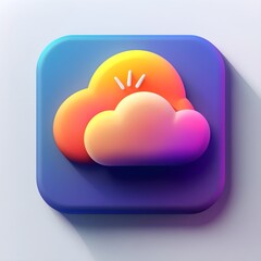 Poster - 3D Cloud Icon on Blue Background