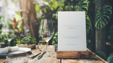 Wall Mural - A Simple, Elegant Place Setting with a Handwritten Menu