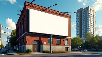 Wall Mural - in an urban setting, a large horizontal billboard awaits advertising content, positioned in front of