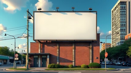 in an urban setting, a large horizontal billboard awaits advertising content, positioned in front of