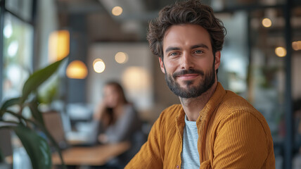 young, beautiful man in a contemporary office ,