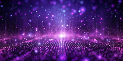 Abstract background of glowing purple particles in information technology theme