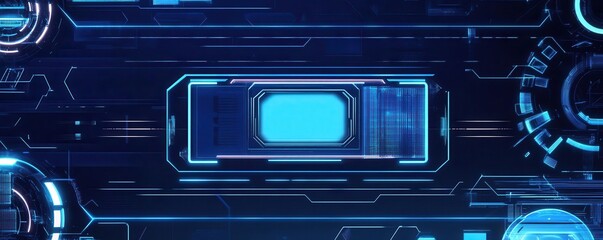 Futuristic digital interface showcasing blue neon technology with circuit patterns for innovation and design inspiration.