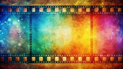 Abstract film texture background with vibrant colors and grainy overlay