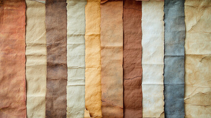 Wall Mural - Striped Texture of Crinkled Papers in Warm Tones