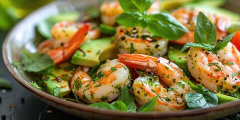 Canvas Print - Shrimp and Herb Avocado Salad