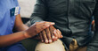 © peopleimages.com - Person, nurse and holding hands with senior patient for empathy, elderly care or understand at retirement home. Closeup, medical employee or caregiver with touch for grief, rehabilitation or recovery