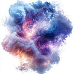 Wall Mural - harmonious nebula cloud patterns swirling in an abstract cloud shape isolated on white background 