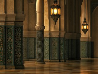 Ornate Interior of a Mosque.