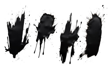 Sticker - Black ink brush strokes. Paintbrush, splash, spray, ink splatter and paint marks. Grunge brush strokes line black and grunge frames for text.