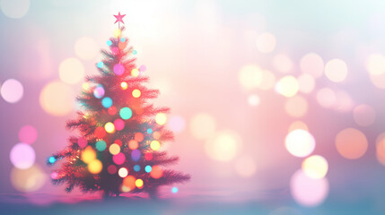 Wall Mural - picture of blurred lights christmas tree for background use
