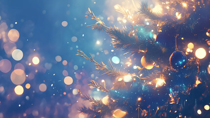 Wall Mural - picture of blurred lights christmas tree for background use