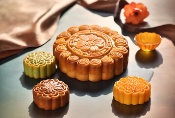 Wall Mural - Mid-Autumn Festival, mooncakes.