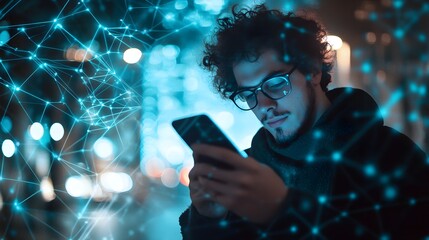 man using social media and digital online, man using smart phone with social media. concept of livin