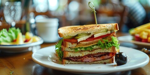 Poster - Sandwich stacked on a surface