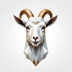 Canvas Print - Goat head geometric low poly on plain white background