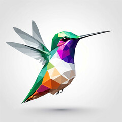 Poster - Hummingbird head geometric low poly on plain white background