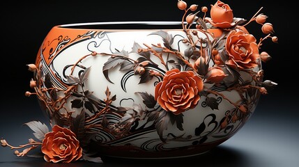 Wall Mural - Terracotta bowl with designing pattern