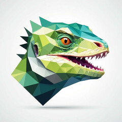 Sticker - Lizard head geometric low poly on plain white background