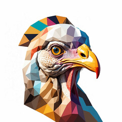 Wall Mural - Turkey head geometric low poly on plain white background