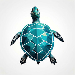 Sticker - Turtle head geometric low poly on plain white background