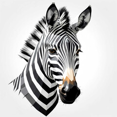 Poster - Zebra head geometric low poly on plain white background