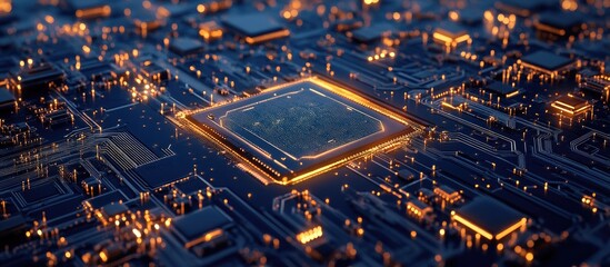 Wall Mural - abstract concept of ai computing chipset on a circuit board showcasing data processing related to ar