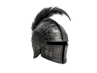 Antique Roman helmet with a plume, symbolizing warfare and history