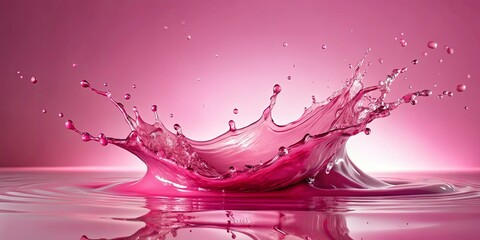 Wall Mural - Vibrant pink liquid splashing up against a pink background