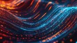 ©  AugmentArt - Abstract illustration of flowing information represented by cyan blue red and orange lines and dots Themes include big data technology AI data transfer and generative AI