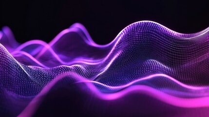 Wall Mural - dynamic purple sound waves with lively motion effects on a black background creating a vibrant audio