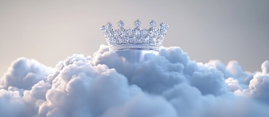 Wall Mural - cloud with a silver crown on a white background representation of optimal networking databases and c
