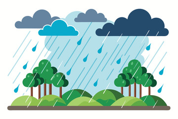 Wall Mural - Heavy rain on white background T.eps