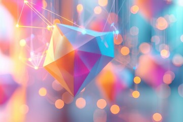 Wall Mural - Colorful abstract bokeh background with geometric shapes and blurred lights