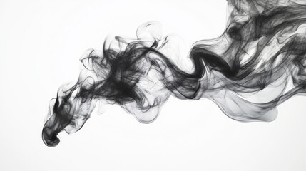 Wall Mural - Black smoke art against a white backdrop