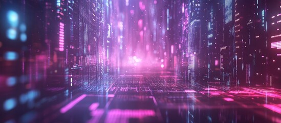 Wall Mural - futuristic design featuring ai in computers emphasizing digital online interactions and data flow in