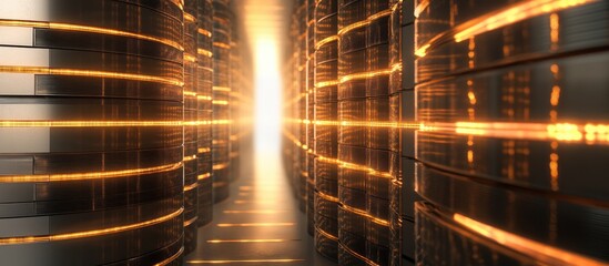 Wall Mural - 3d rendering of a database storage system showcasing data management and organization