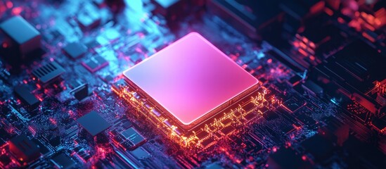 Wall Mural - ai processor chip for advanced technologies including big data storage cloud computing machine learn