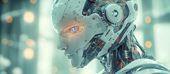 Wall Mural - future advancements in robotics and artificial intelligence depicted through 3d rendering