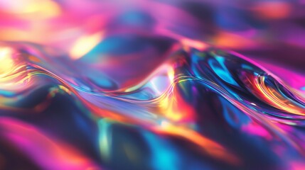 Abstract vibrant multicolored neon waves with smooth, fluid motion and iridescent light effects for modern and artistic backgrounds